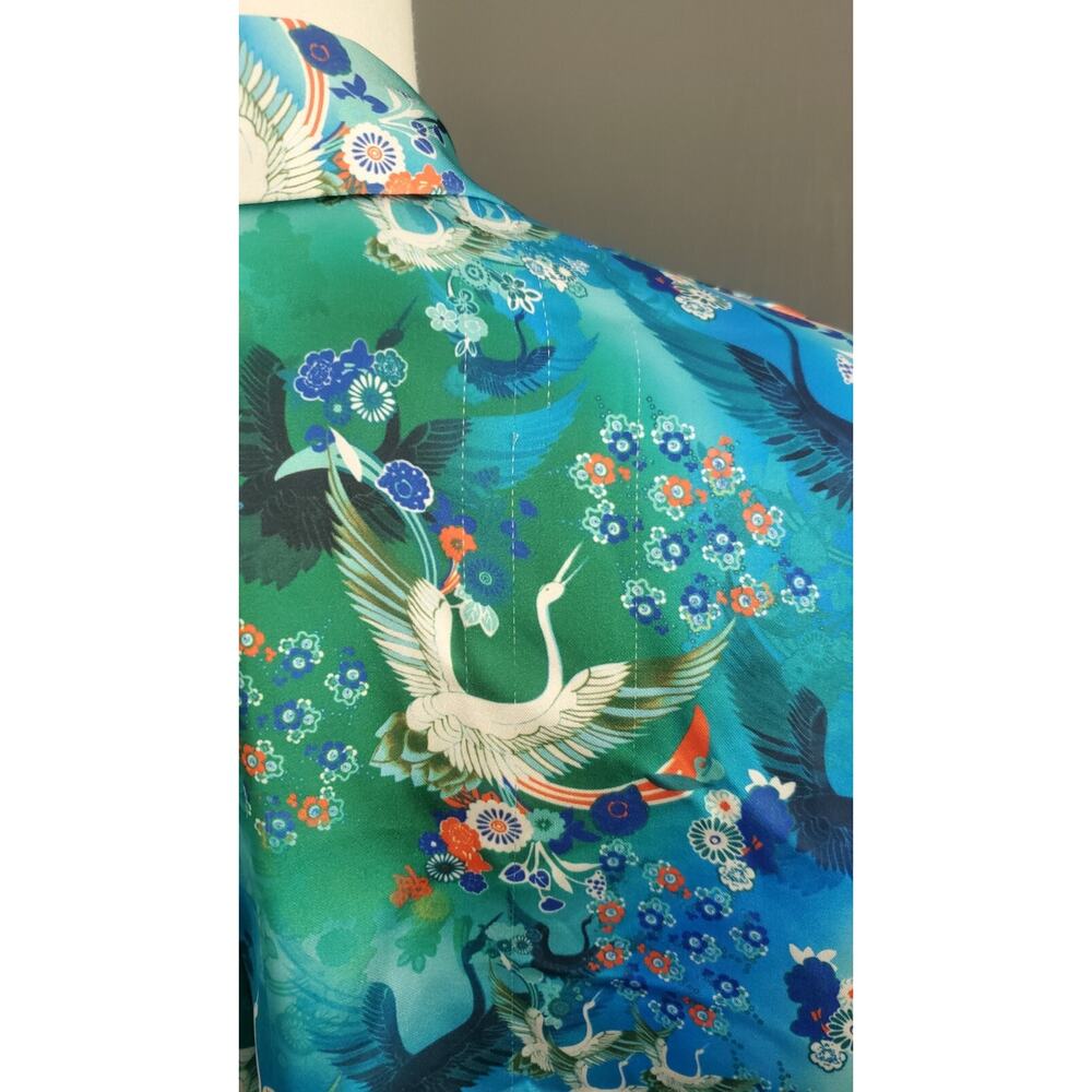 Misa Hylton x INC Japanese Crane Kimono Style Button Up Camp Shirt Cropped XXXL - Picture 11 of 11